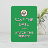 Presidentieel debat Pink Green Watch-partij nodigt Save The Date (Staand voorkant)