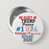 Presidentieel Herkiezen Namen bewerken Datums Ronde Button 7,6 Cm (Voorkant /achterkant)