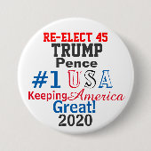 Presidentieel Herkiezen Namen bewerken Datums Ronde Button 7,6 Cm (Voorkant)