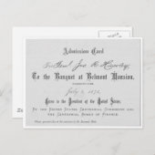 Presidentiële banketoegangskaart briefkaart (Voorkant / Achterkant)