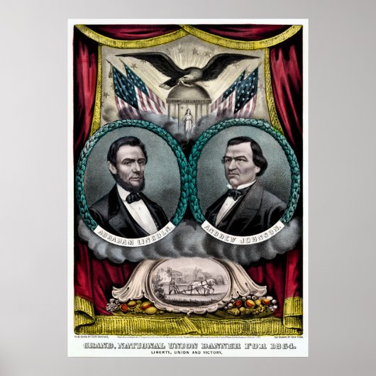 Presidentiële campagne van Abraham Lincoln 1864 Poster (Voorkant)