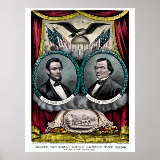 Presidentiële campagne van Abraham Lincoln 1864 Poster (Voorkant)