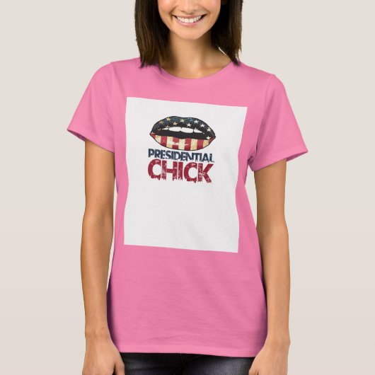 Presidentiële chick RED WHITE en BLUE LIPS T-shirt (Voorkant)