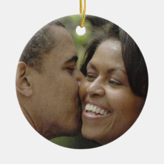 PRESIDENTIËLE HOUT, BARACK OBAMA-versiering Keramisch Ornament (Voorkant)