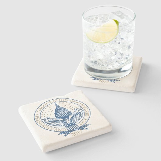 Presidentiële startversie van Trump Pence 2017 Log Stenen Onderzetter (Zijkant)