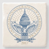 Presidentiële startversie van Trump Pence 2017 Log Stenen Onderzetter (Voorkant)