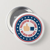 Presidentiële verkiezingen ronde button 7,6 cm (Voorkant /achterkant)