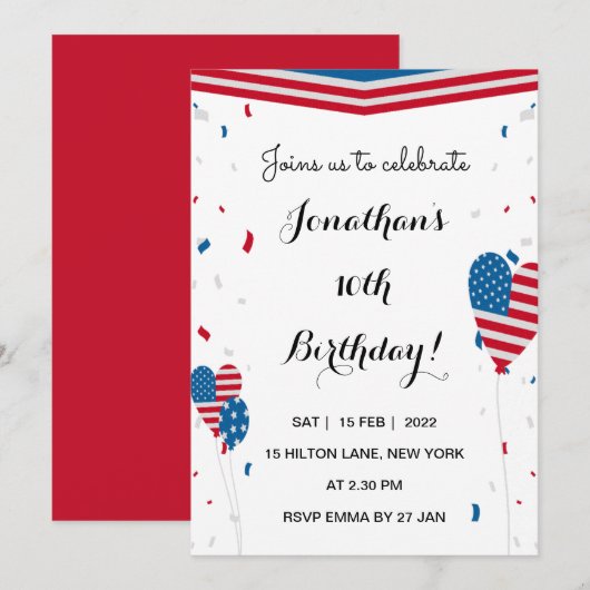 President's Day Birthday nodigen uit tot patriotti Kaart (Voorkant / Achterkant)