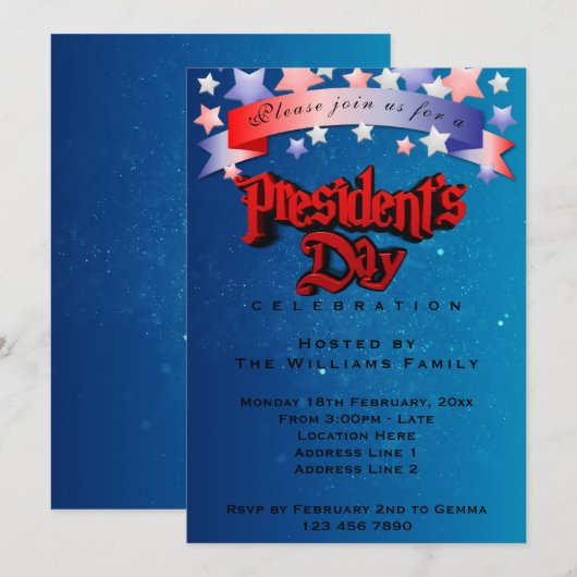 Presidents Day-feest Kaart (Voorkant / Achterkant)