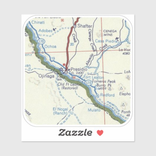 Presidio TX  kaart Sticker (Vel)