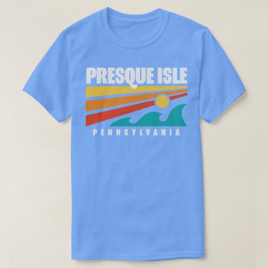 Presque Isle Erie PA Waves Retro T-shirt (Design voorkant)