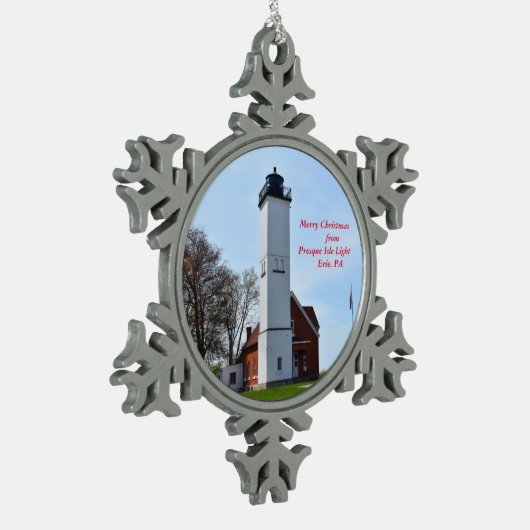 Presque Isle Light-kerstversiering Tin Sneeuwvlok Ornament (Links)