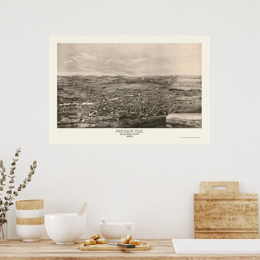 Presque Isle, ME Panoramic Map - 1894 Poster (Keuken)