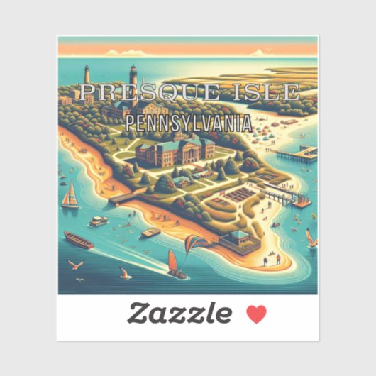 Presque Isle Pennsylvania 3 inch Vinyl Sticker (Vel)