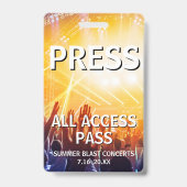 PRESS All Access Pass Concert Evenement Badge (Achterkant)