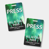 PRESS All Access Pass Concert Evenement Badge (Voor- en achterkant)