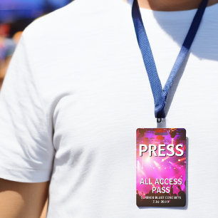 PRESS All Access Pass Concert Evenement Badge