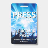 PRESS All Access Pass Concert Evenement Badge (Achterkant)