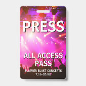 PRESS All Access Pass Concert Evenement Badge (Achterkant)