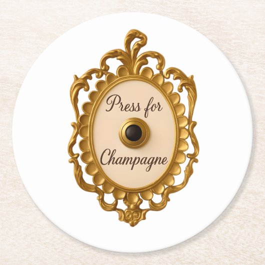 Press for Champagne Bar Cart Veuve Coaster Ronde Kartonnen Onderzetter (Voorkant)