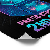 Press Start 2nd Grade Gamer Kids Level Up Fun 1  Poster (Hoek)