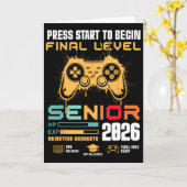 Press Start To Begin Final Level Senior 2026 Gamer Kaart (Gele Bloem)