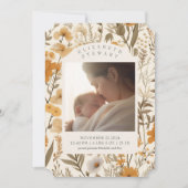Pressed Flower Herfst 2 Fotogeboorteaankondiging Kaart (Voorkant)