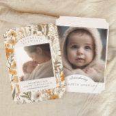Pressed Flower Herfst 2 Fotogeboorteaankondiging Kaart
