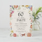 Pressed Flowers 60e Verjaardagsfeestje Elegant Pin Kaart (Staand voorkant)