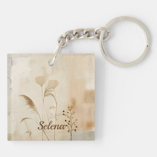 Pressed Flowers and Grass Sleutelhanger (Achterkant)