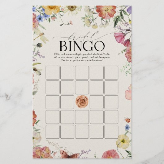 Pressed Flowers Bruids Bingo spel (Voorkant)