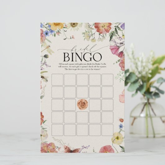 Pressed Flowers Bruids Bingo spel (Staand voorkant)