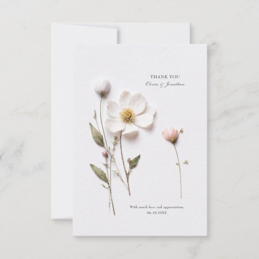 Pressed Flowers Bruiloft Dank u kaart