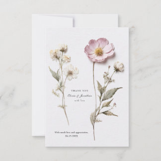 Pressed Flowers Bruiloft Dank u kaart