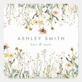 Pressed Flowers Business Square Sticker
