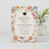 Pressed Flowers Foto Afstudeerfeest op de middelba Kaart (Staand voorkant)