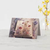 Pressed flowers growing from a book Birthday Kaart (Gele Bloem)