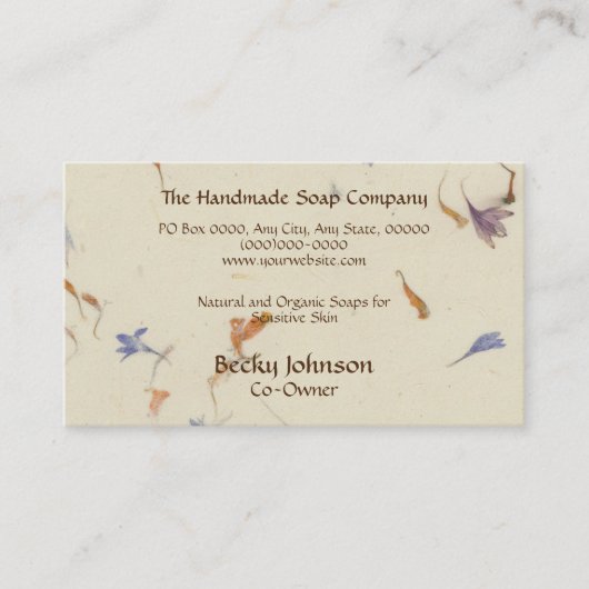 Pressed Flowers Papier Stijl Visitekaartje (Voorkant)