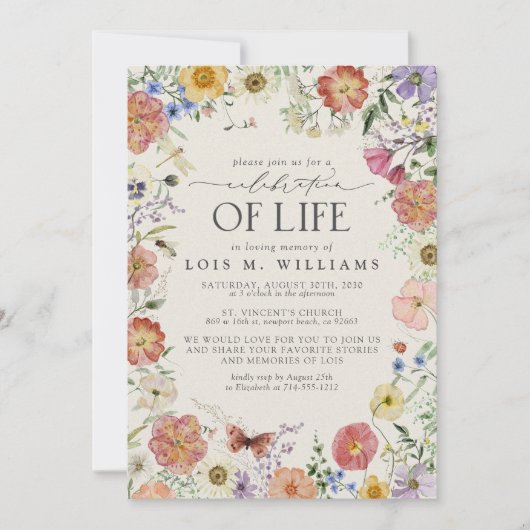 Pressed Flowers Viering van het leven Kaart (Voorkant)