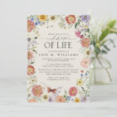 Pressed Flowers Viering van het leven Kaart (Staand voorkant)