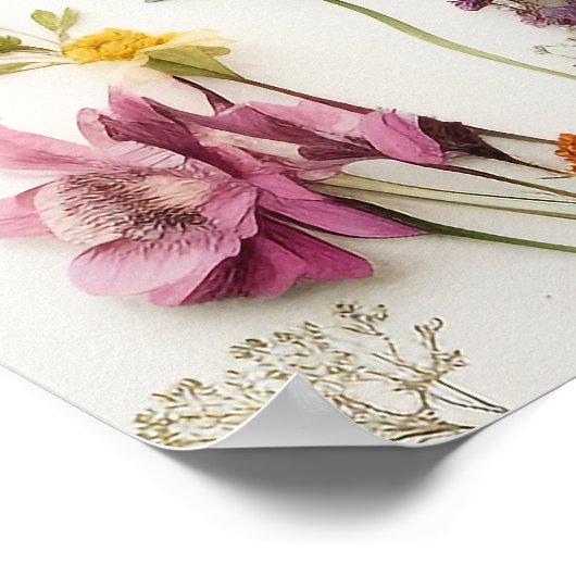 Pressed Flowers Wildflower Baby shower Welkom Poster (Hoek)