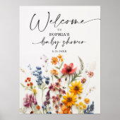 Pressed Flowers Wildflower Baby shower Welkom Poster (Voorkant)