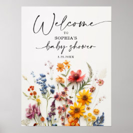 Pressed Flowers Wildflower Baby shower Welkom Poster