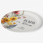 Pressed Flowers Wildflower Boho Baby shower Papieren Bordje (Gekanteld)