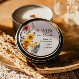 Pressed Flowers Wildflower Boho Baby shower Ronde Sticker