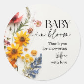 Pressed Flowers Wildflower Boho Baby shower Ronde Sticker (Voorkant)
