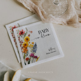 Pressed Flowers Wildflower Boho Baby shower Servet