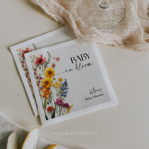 Pressed Flowers Wildflower Boho Baby shower Servet
