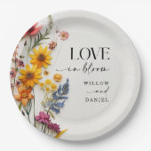 Pressed Flowers Wildflower Boho bruiloft Papieren Bordje (Voorkant)