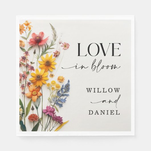 Pressed Flowers Wildflower Boho bruiloft Servet (Voorkant)